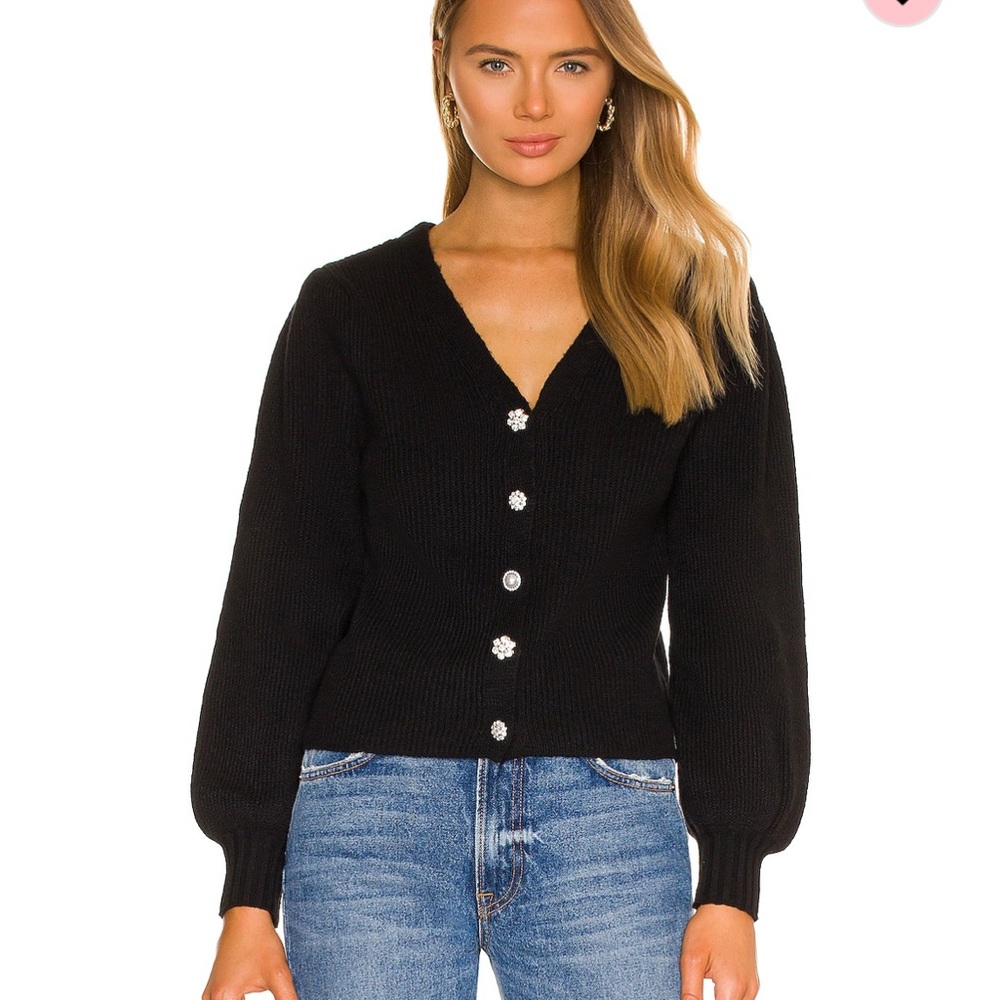 SOLD 💕 state reversible button balloon sleeve cardigan sweater black small